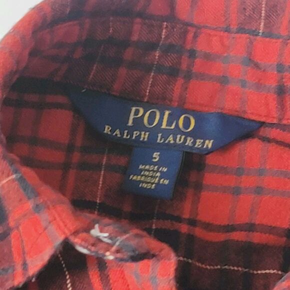 Polo Ralph Lauren Girls Red Black Plaid Fit Flare Holiday Dress Size 5 - Picture 9 of 14